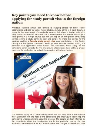 Key points you need to know before applying for study permit visa in the foreign nation