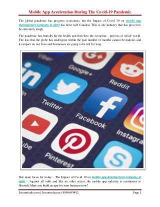 Mobile App Acceleration During The Covid-19 Pandemic
