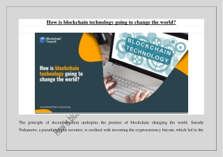 How is blockchain technology going to change the world