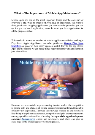 What is The Importance of Mobile App Maintenance