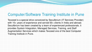 A Leading Computer/Software Training Institute in Pune – Texceed