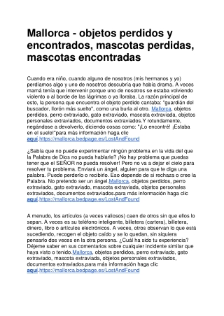 Mallorca - objetos perdidos y encontrados, mascotas perdidas, mascotas encontradas