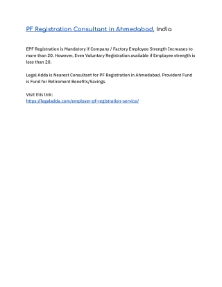 PF Registration Consultant in Ahmedabad