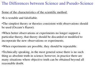 The Differences between Science and Pseudo-Science