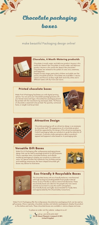 Chocolate packaging boxes in the UK