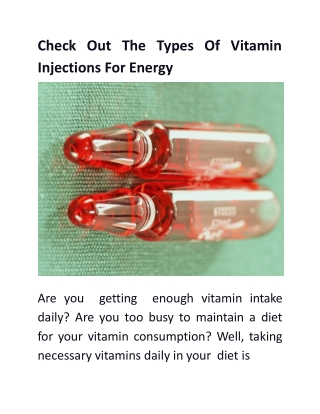 Check Out The Types Of Vitamin Injections For Energy-converted