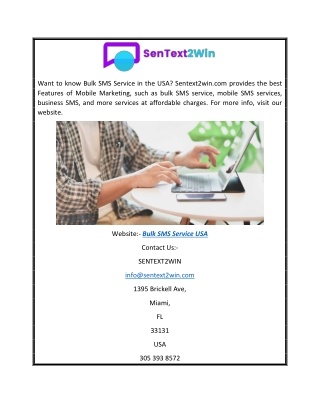 Bulk Sms Service USA | Sentext2win.com