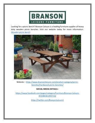 Wooden Picnic Bench  Branson Leisure (1)