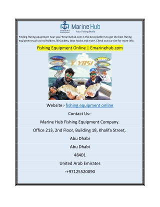 Fishing Equipment Online  Emarinehub.com