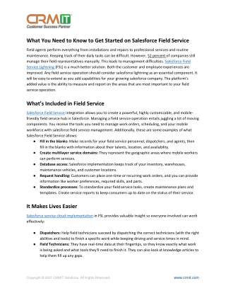 What You Need to Know to Get Started on Salesforce Field Service