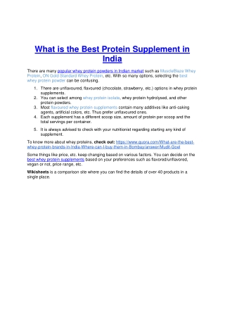 Best Protein Supplement in India