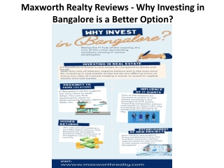 Maxworth Realty Reviews - Why Investing in Bangalore is a Better Option