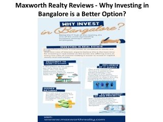 Maxworth Realty Reviews - Why Investing in Bangalore is a Better Option