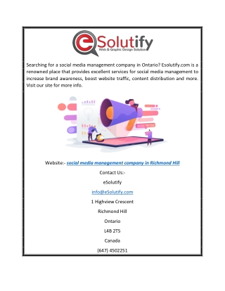 Social Media Management Company in Richmond Hill | Esolutify.com