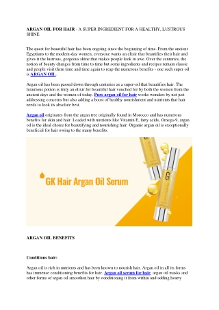 Serum Argan Oil GK Hair
