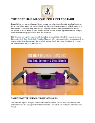 THE BEST HAIR MASQUE FOR LIFELESS HAIR