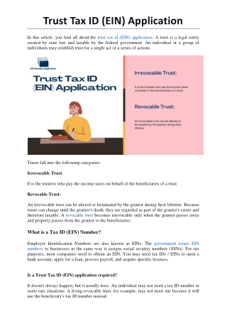 Trust Tax ID (EIN) Application