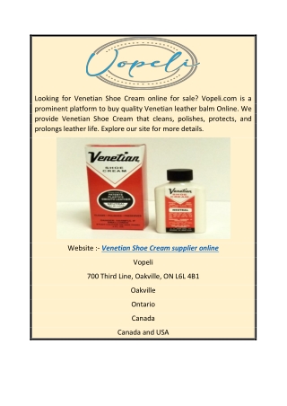 Venetian Shoe Cream Supplier Online | Vopeli.com