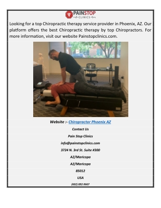 Chiropractor Phoenix Az  Painstopclinics.com