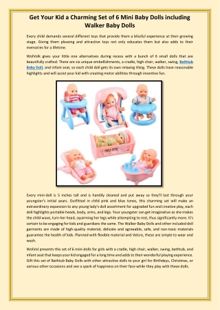 Get Your Kid a Charming Set of 6 Mini Baby Dolls including Walker Baby Dolls