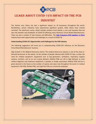 Learn about COVID-19's impact on the PCB industry