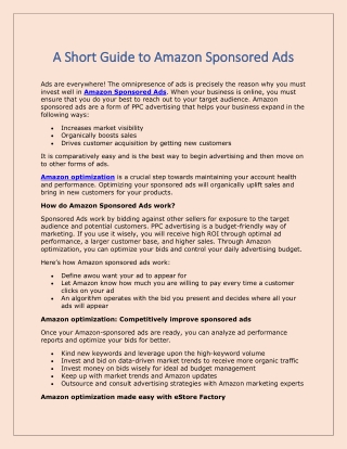 A Short Guide to Amazon Sponsored Ads