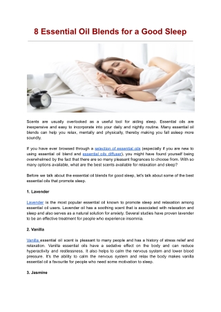 8 Essential Oil Blends for a Good Sleep