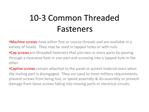 10-3 Common Threaded Fasteners