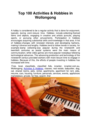 Top 100 Activities & Hobbies in Wollongong