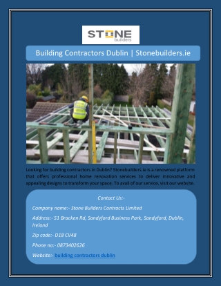 Building Contractors Dublin | Stonebuilders.ie