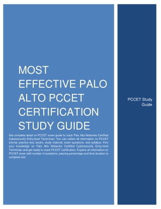 Most Effective Palo Alto PCCET Certification Study Guide