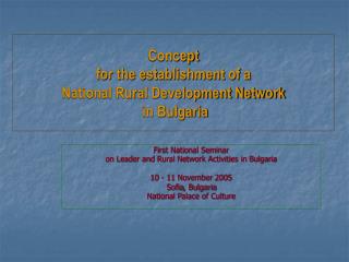 Concept for the establishment of a National Rural Development Network in Bulgaria