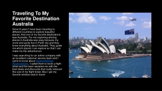 Traveling To My Favorite Destination Australia
