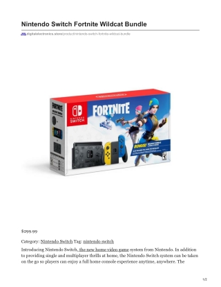 Nintendo Switch Fortnite Wildcat Bundle