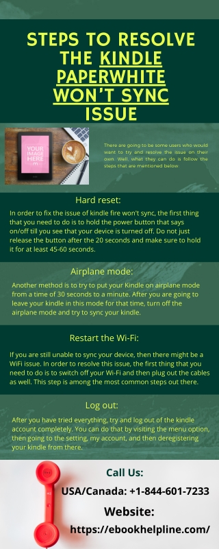 Solve Kindle Paperwhite Won't Sync Error | Call  1-844-601-7233