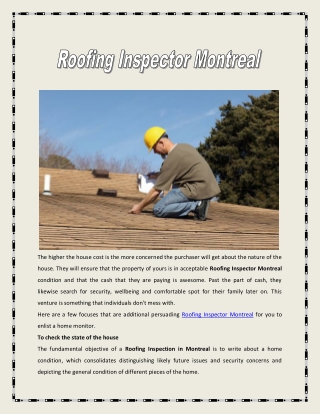 Roofing Inspector Montreal