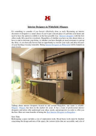 Interior Designers in Whitefield - 8Square