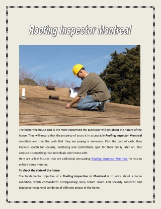 Roofing Inspector Montreal