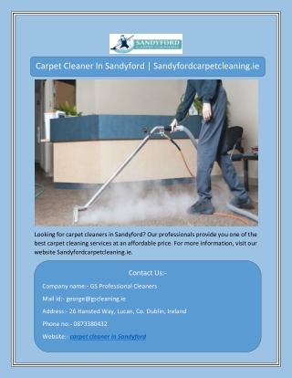 Carpet Cleaner In Sandyford | Sandyfordcarpetcleaning.ie