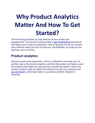 Why Product Analytics Matter And How To Get Started