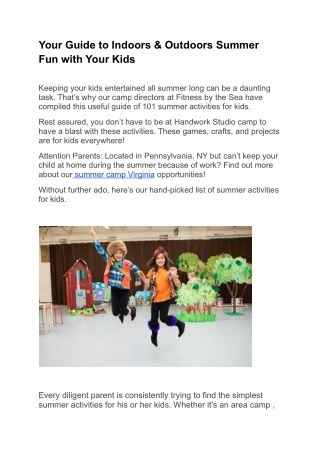 Your Guide to Indoors & Outdoors Summer Fun with Your Kids