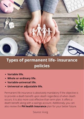 Types of permanent life- insurance policies