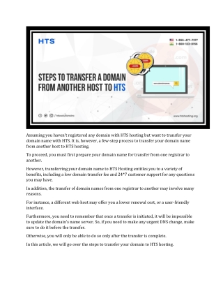 Steps to Transfer a Domain from another Host to HTS Hosting