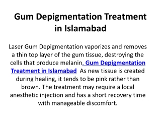 Gum Depigmentation Treatment in Islamabad