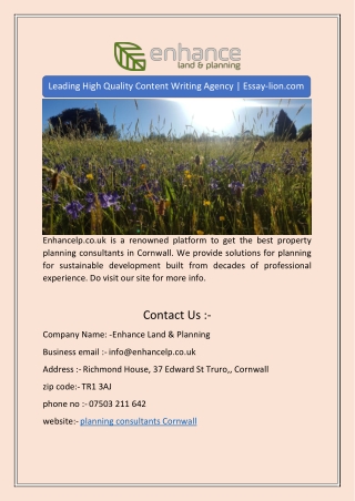 Planning Consultants Cornwall | Enhancelp.co.uk