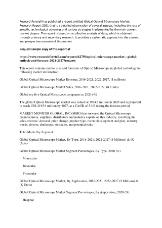 Optical Microscope Market to Register Incremental Dollar Opportunity During COVID-19 Crisis