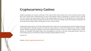 Cryptocurrency Casinos