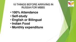10 THINGS BEFORE ARRIVING IN RUSSIA FOR MBBS