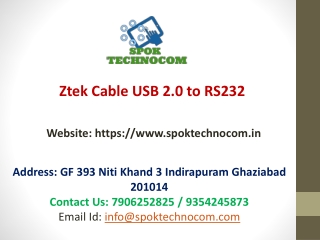 Buy Ztek Cable USB 2.0 to RS232 from SPOK Technocom