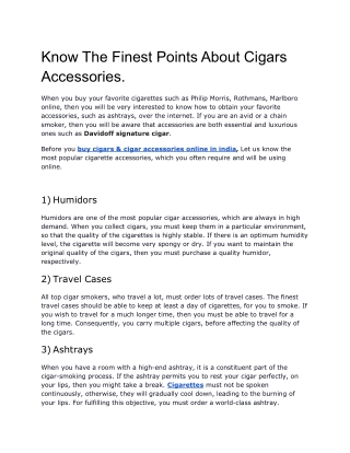 Know The Finest Points About Cigars Accessories.